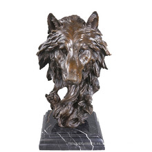 Animal Bronce Escultura Lobo Cabeza Decoración Latón Estatua Tpy-067